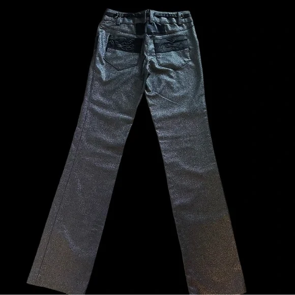 Y2K Metallic Silver Shimmer Pants – Low Rise Statement Trouser - Picture 7 of 15